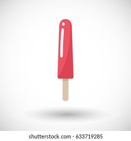 Popsicle icon, Flat design of ice cream with round shadow, vector illustration