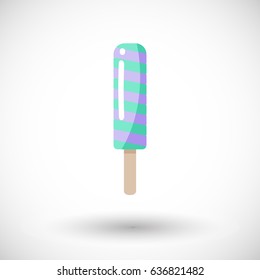 Popsicle icon, Flat design of striped ice cream with round shadow, vector illustration
