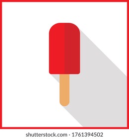 popsicle icon, flat design vector illustration isolated on white with long shadow