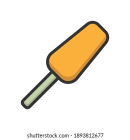 Popsicle icon. Ice lolly. Colored contour silhouette. Side view. Vector flat graphic illustration. The isolated object on a white background. Isolate.