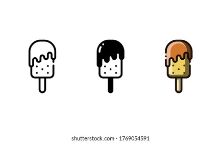 Popsicle Icon. With Outline, Glyph, And Filled Outline Style