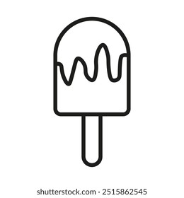 Popsicle icon outline. Ice cream on a stick. Minimalist dessert symbol. Vector illustration.