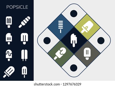  popsicle icon set. 13 filled popsicle icons. Simple modern icons about  - Popsicle