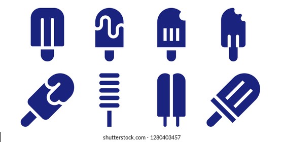  popsicle icon set. 8 filled popsicle icons. Simple modern icons about  - Popsicle