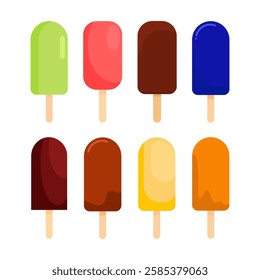 popsicle icon set, ice cream vector isolated on white background, flat style illustration vector