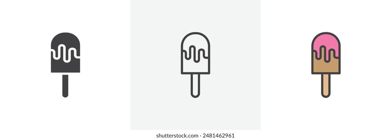 Popsicle icon symbol collection on white background.