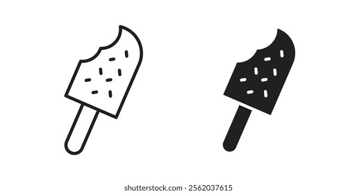 Popsicle icons in flat and line style set.