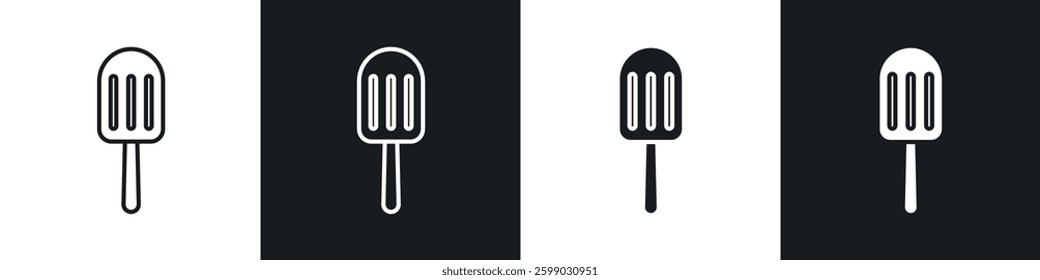 Popsicle icons in flat and linear vector illustration on white background.