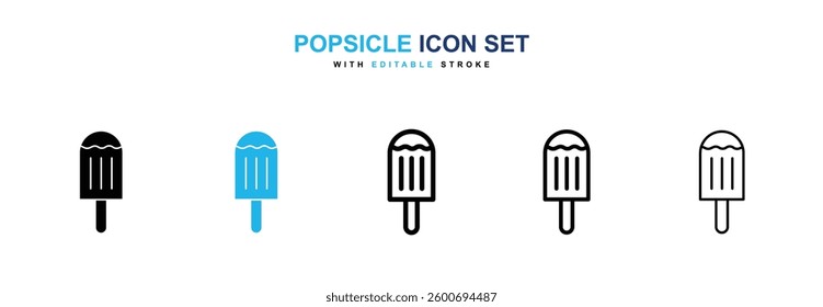 Popsicle icons graphics set in black and blue colors