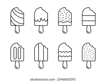 Ilustración de paleta para colorear páginas. Icono de contorno de hielo de paleta