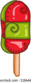 Popsicle of kiwi and watermelon fruit