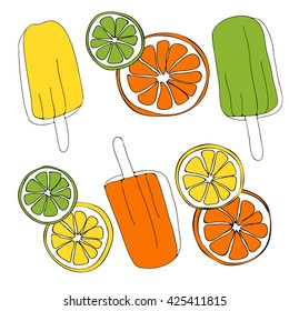 popsicle lemon orange lime ice-cream vector background