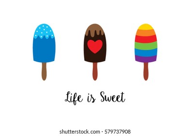 popsicle life is sweet poster vector