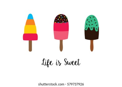 popsicle life is sweet poster vector