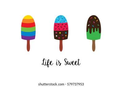 popsicle life is sweet poster vector