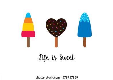 popsicle life is sweet poster vector