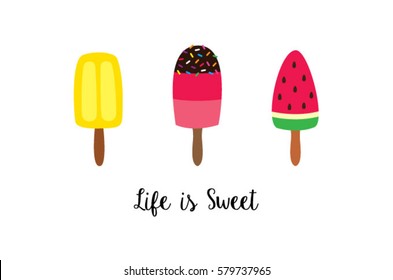 popsicle life is sweet poster vector