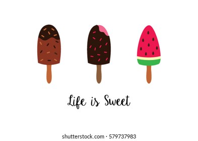 popsicle life is sweet poster vector