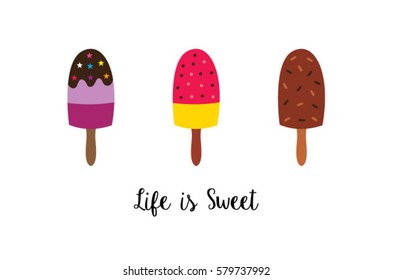 popsicle life is sweet poster vector