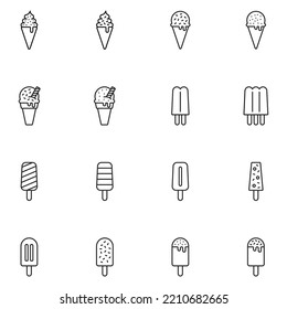 Popsicle Line Icon Set Vector