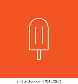 Icono de línea de Popsicle para web, móvil e infografía. Icono blanco vector aislado en fondo rojo.