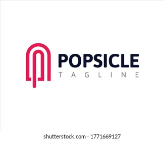 Popsicle Logo Vector - Simple P Letter Logo Vector