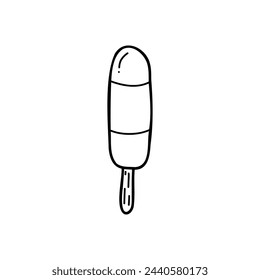 Popsicle lollipop vector icon in doodle style. Minimalist black linear design isolated on white background.  Stock vector illustration.