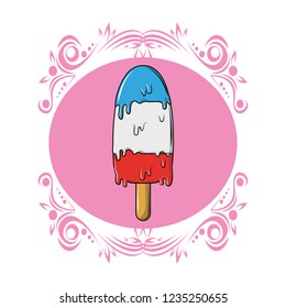 Popsicle melting cartoon