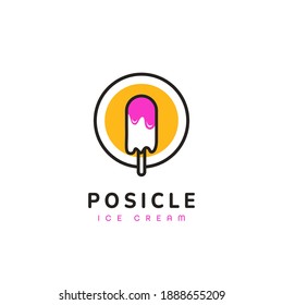 Popsicle melting or pink ice cream logo icon symbol