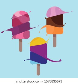 popsicle melting in the sun.Vector illustration