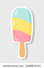 Popsicle on a stick on a transparent background. Trendy pop art design of the 80s. Vector EPS 10.