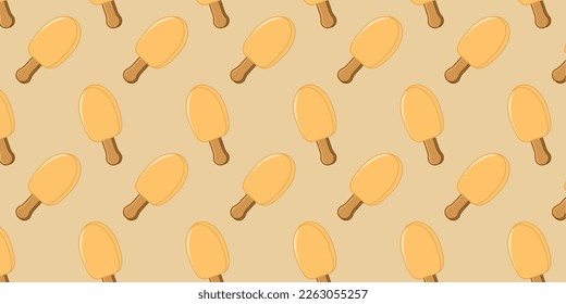 Popsicle, pattern , vanilla ice cream vector flat illustration