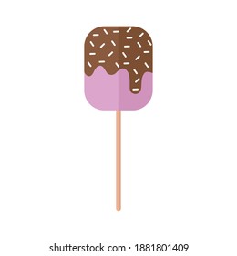 popsicle with a pink color and chocolate vector illustration design