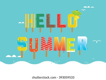 Popsicle poster/ Hello summer popsicle poster/ Hot summer holiday/ Party time/ 