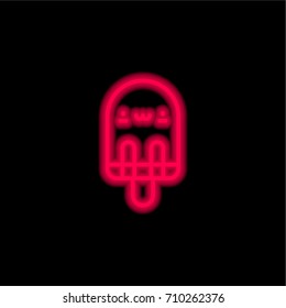 Popsicle red glowing neon ui ux icon. Glowing sign logo vector