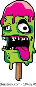 Popsicle with scary face illustration for T-shirt