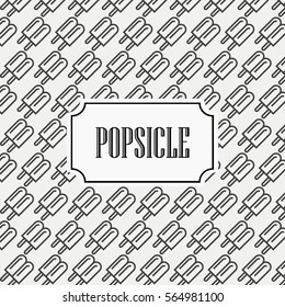 Popsicle seamless pattern, ice cream line illustration background