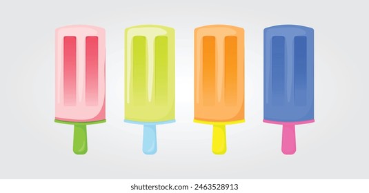 Popsicle set, fruit ice cream. Summer cold dessert,  fruit ice. Vector illustration EPS 10