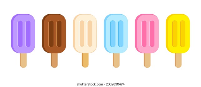 popsicle set, summer ice pop vector illustration