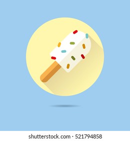 popsicle with sprinkles flat design long shadow vector icon