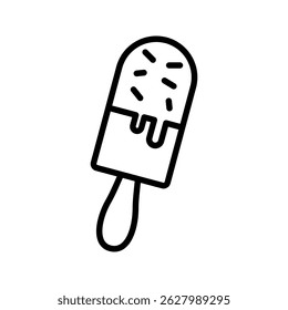 Popsicle Sprinkles Outline style, melting popsicle variant, ideal for sweets-themed birthday graphics and playful digital decor.