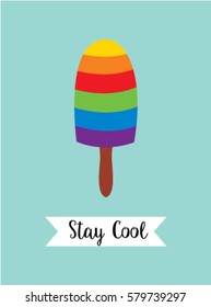 popsicle stay cool poster vector