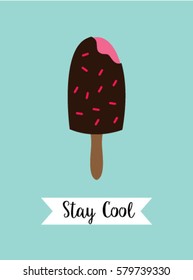 popsicle stay cool poster vector