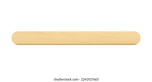 Palo de plástico, elemento de madera para sostener helado, depresor de lengua para examen médico de garganta. Vector aislado realista Ilustración sobre fondo blanco.