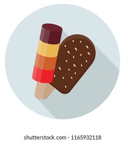 
Popsicle sticks with different flavours for summer treat 
