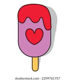 popsicle strawberry with heart in center - ice cream
