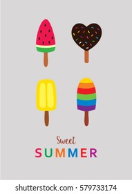 popsicle sweet summer poster vector