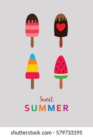 popsicle sweet summer poster vector