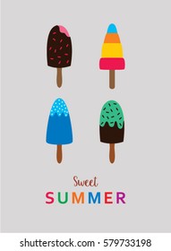 popsicle sweet summer poster vector
