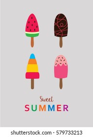 popsicle sweet summer poster vector